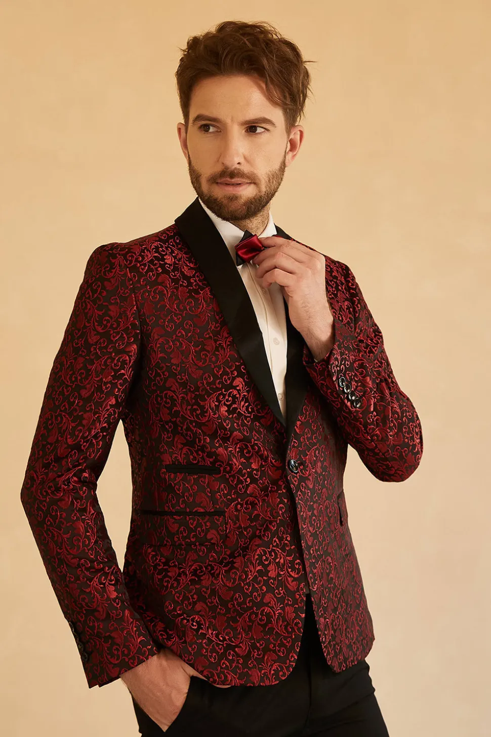 Blazer de Baile Masculino Lapela Shawl Jacquard