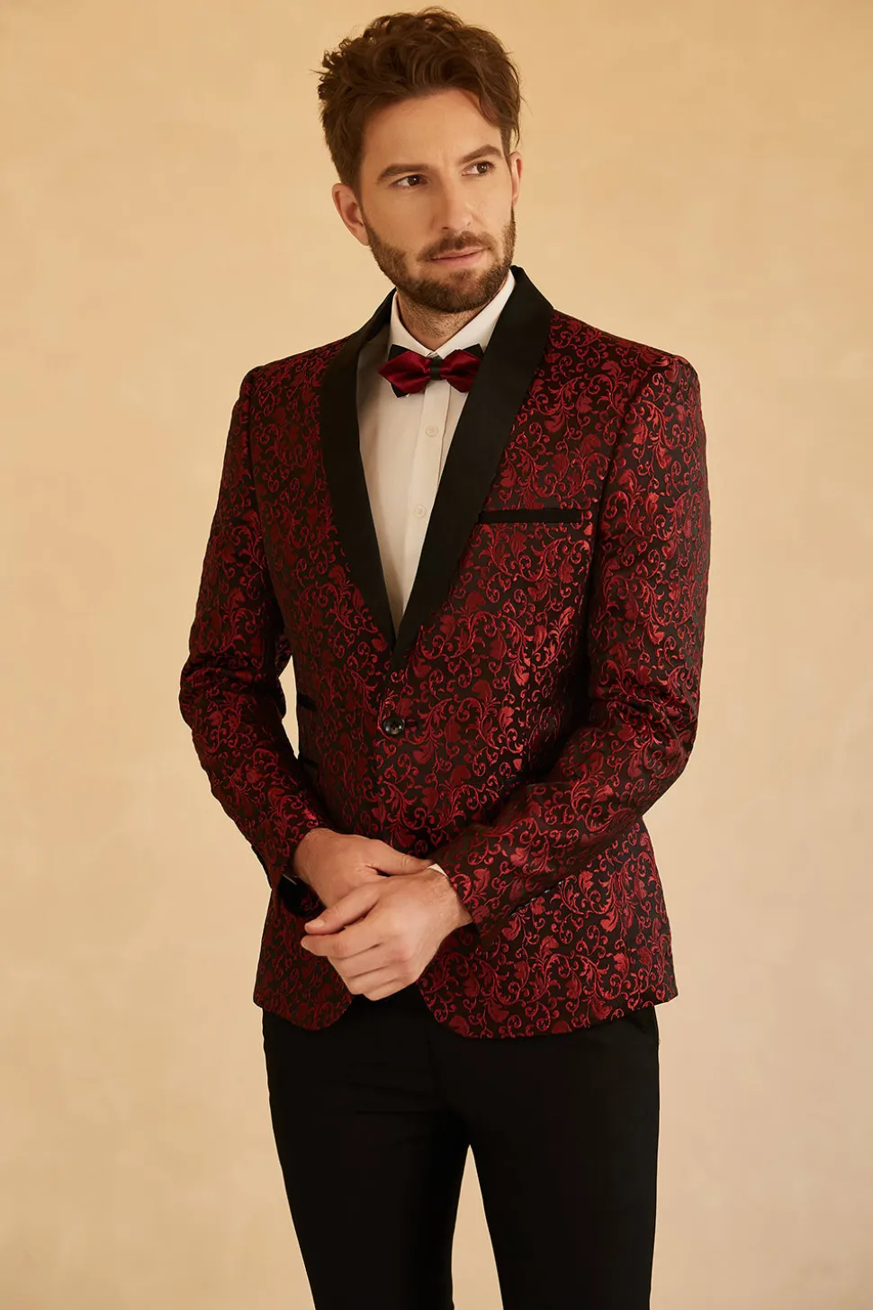 Blazer de Baile Masculino Lapela Shawl Jacquard