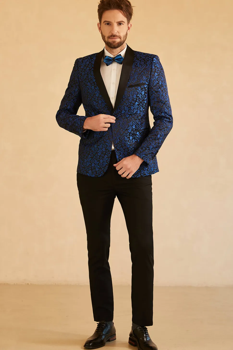 Blazer de Baile Masculino Lapela Shawl Jacquard