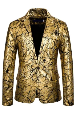 Blazer Dourado Blazer Masculino Lapela Entalhada