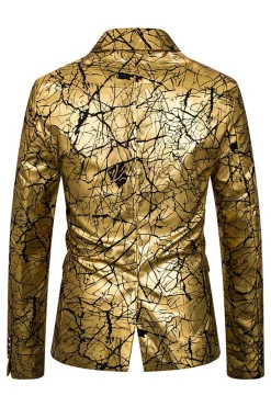 Blazer Dourado Blazer Masculino Lapela Entalhada