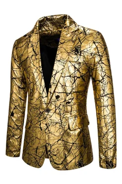 Blazer Dourado Blazer Masculino Lapela Entalhada