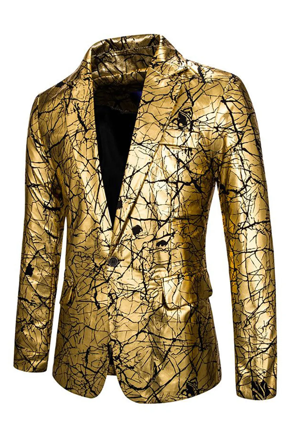 Blazer Dourado Blazer Masculino Lapela Entalhada