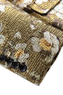 Blazer Floral Dourado Estampado Um Botão Prom