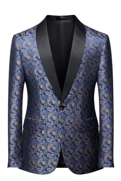 Blazer Formal Masculino com Estampa Marinha