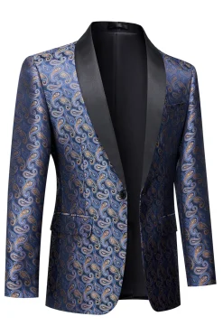 Blazer Formal Masculino com Estampa Marinha
