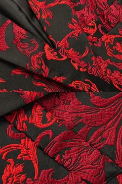 Blazer Jacquard Vermelho Lapela Entalhada