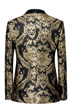 Blazer Masculino Bordado Preto Dourado