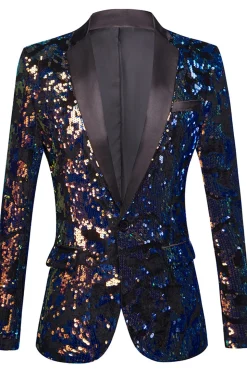 Blazer masculino brilhante lantejoulas multicolor