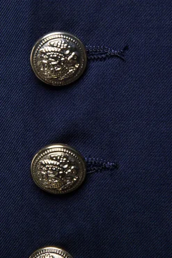 Blazer Masculino Colarinho de Pé Único Peito Azul Marinha