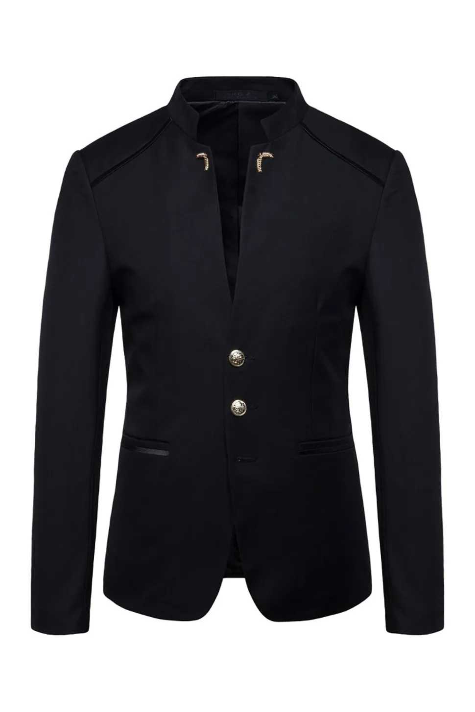 Blazer Masculino Colarinho de Pé Único Peito Azul Marinha