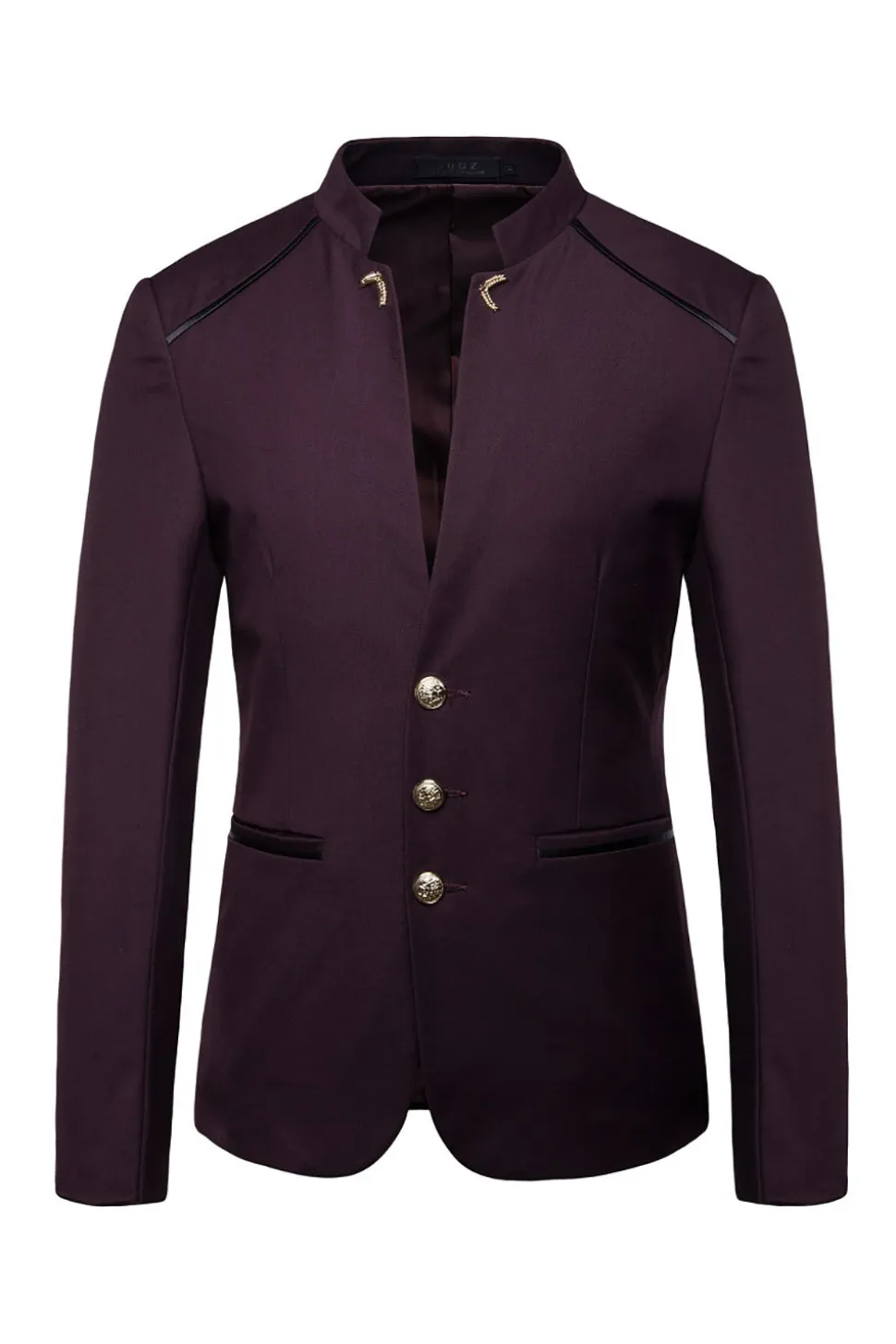 Blazer Masculino Colarinho de Pé Único Peito Azul Marinha