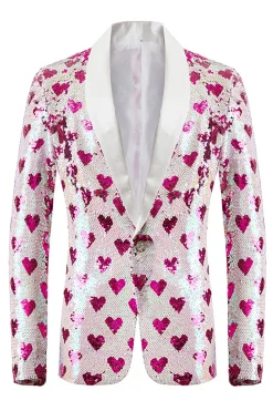 Blazer masculino de lantejoulas rosa Shawl Lapel
