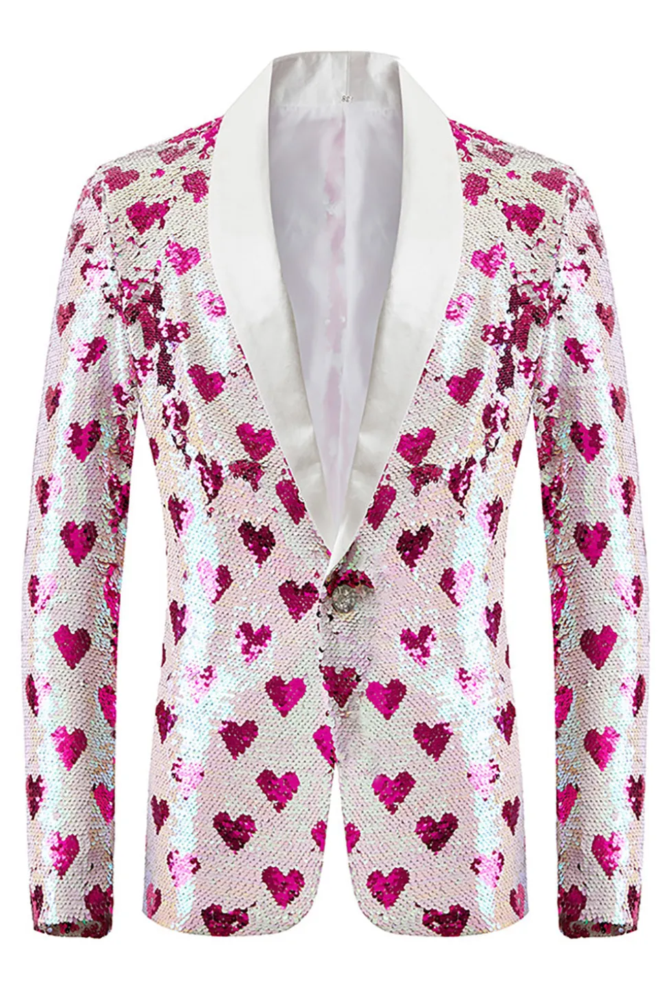 Blazer masculino de lantejoulas rosa Shawl Lapel