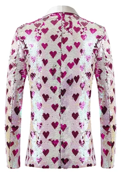 Blazer masculino de lantejoulas rosa Shawl Lapel
