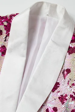 Blazer masculino de lantejoulas rosa Shawl Lapel