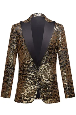 Blazer masculino de lantejoulas douradas