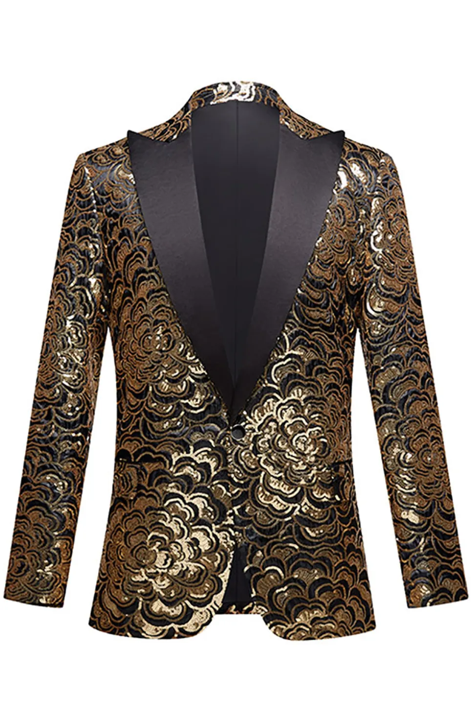 Blazer masculino de lantejoulas douradas