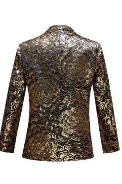 Blazer masculino de lantejoulas douradas