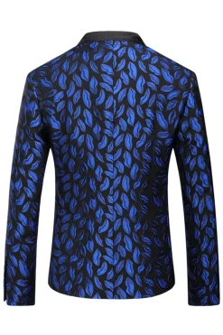 Blazer Masculino de Lapela Estampado Azul