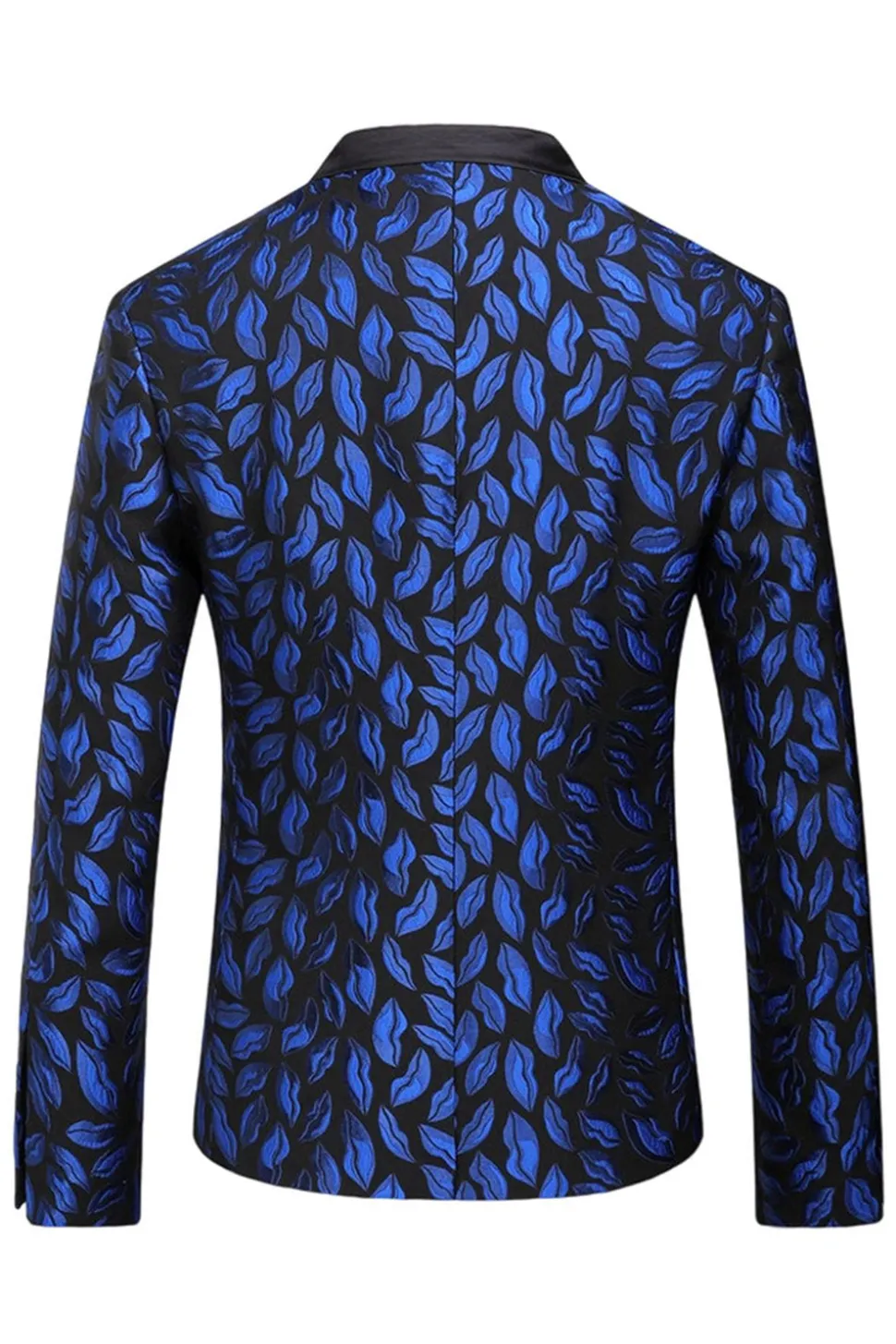Blazer Masculino de Lapela Estampado Azul