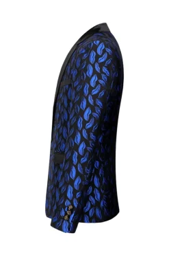 Blazer Masculino de Lapela Estampado Azul