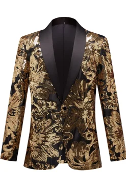 Blazer masculino em forma de flor dourada