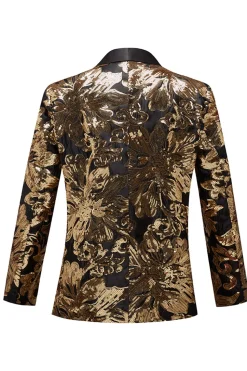 Blazer masculino em forma de flor dourada