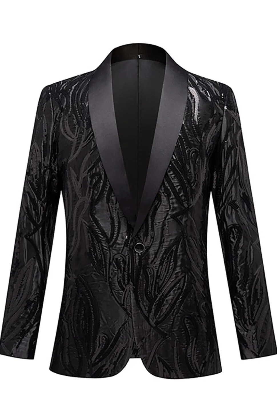 Blazer masculino jacquard um botão preto