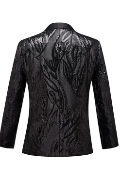 Blazer masculino jacquard um botão preto
