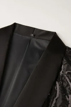 Blazer masculino jacquard um botão preto