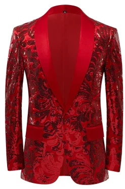 Blazer masculino lantejoulas vermelho brilhante
