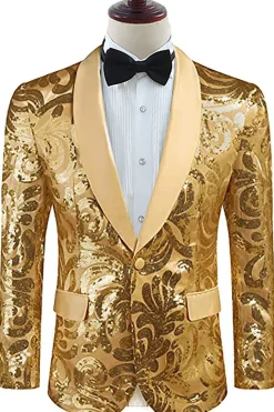 Blazer Masculino Lapela Shawl Dourado