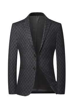 Blazer masculino peito único jacquard cinza