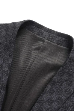 Blazer masculino peito único jacquard cinza