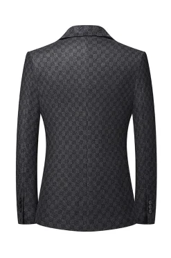 Blazer masculino peito único jacquard cinza
