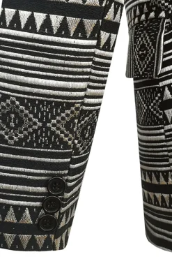 Blazer Masculino Preto Branco Notched Lapela