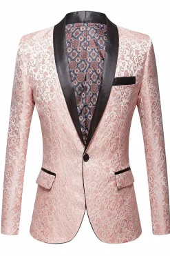 Blazer masculino rosa Lapela Shawl Jacquard