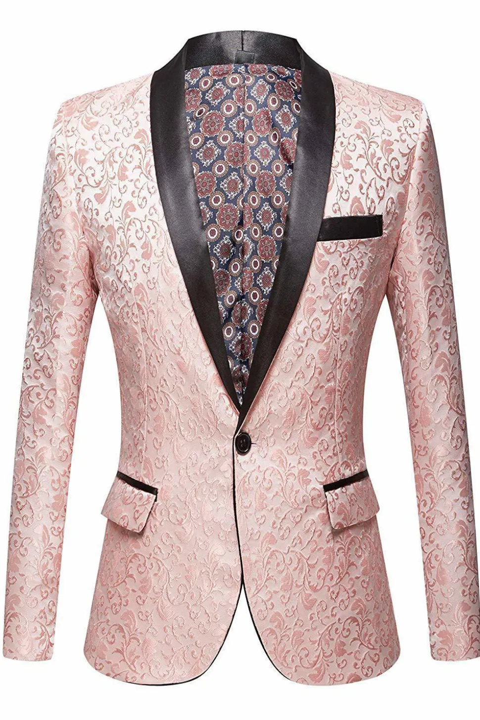 Blazer masculino rosa Lapela Shawl Jacquard