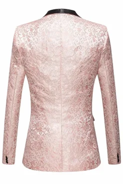 Blazer masculino rosa Lapela Shawl Jacquard