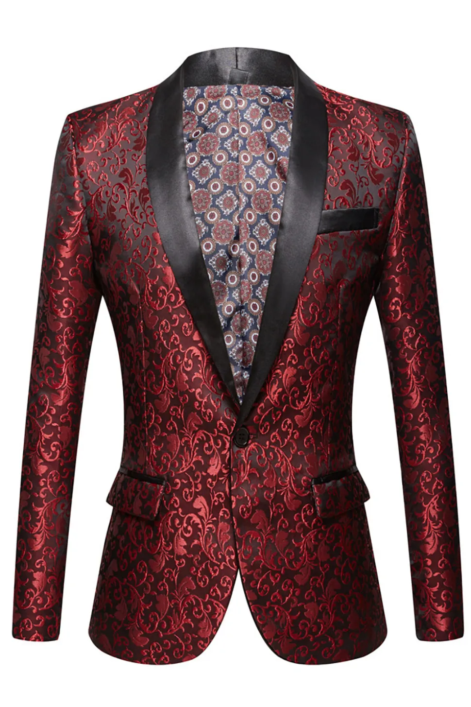 Blazer masculino rosa Lapela Shawl Jacquard
