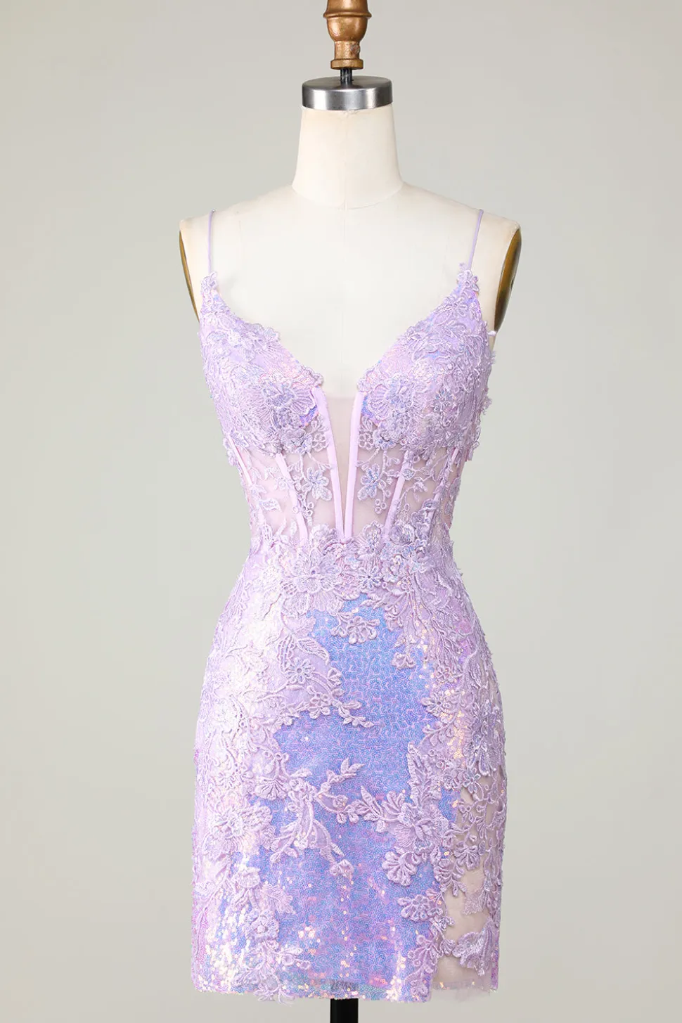 Bling Bodycon Esparguete Correias Purple Corset Homecoming Dress com Criss Cross Back