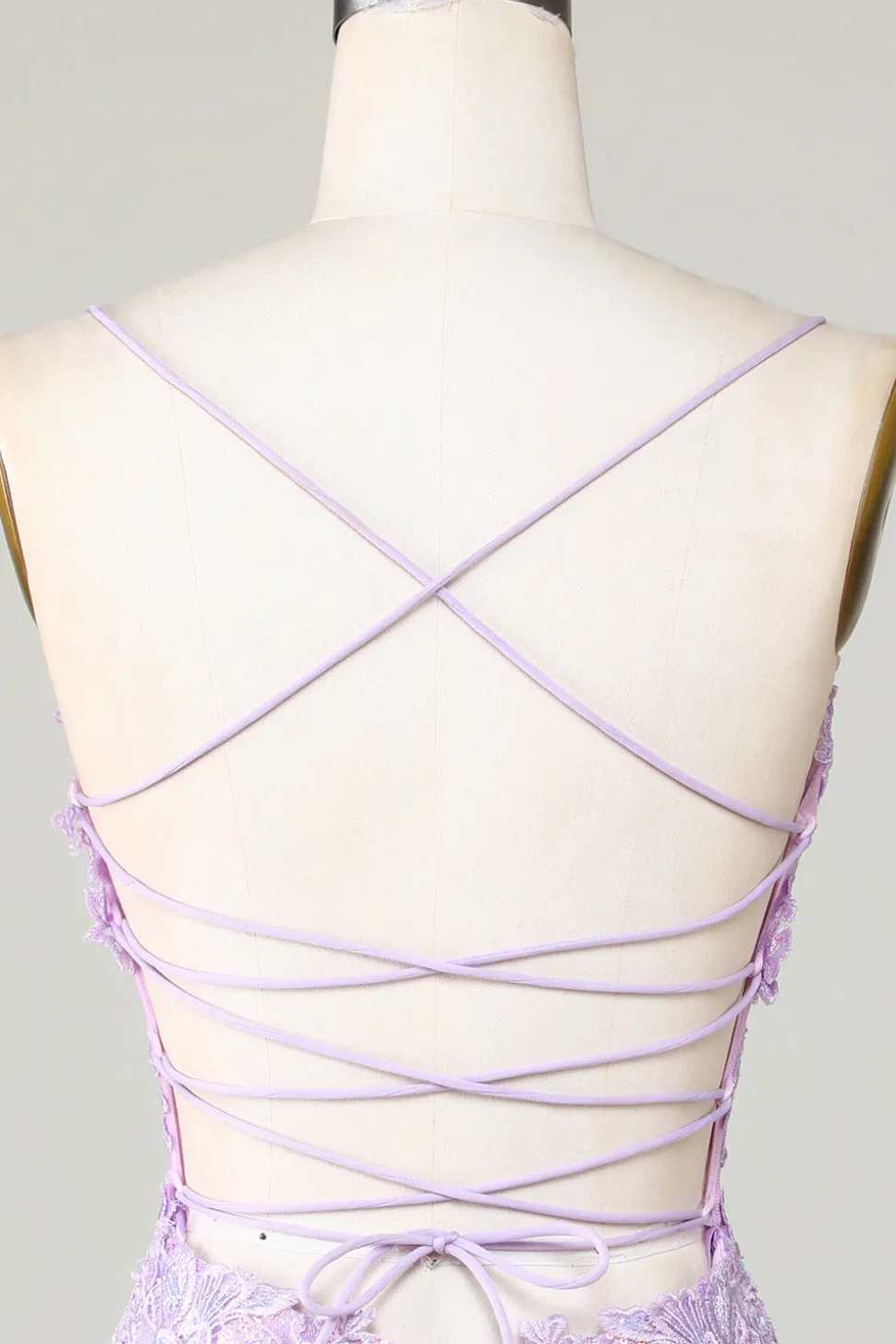 Bling Bodycon Esparguete Correias Purple Corset Homecoming Dress com Criss Cross Back