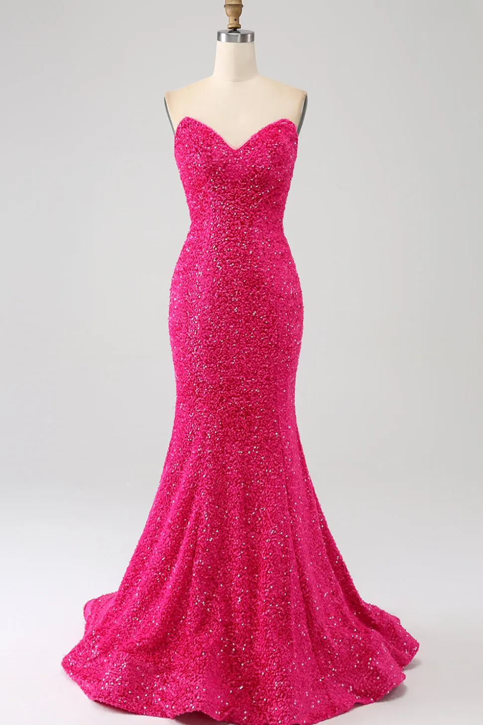 Bling Sereia Querida Hot Pink Sequins Long Prom Dress
