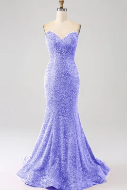Bling Sereia Querida Hot Pink Sequins Long Prom Dress