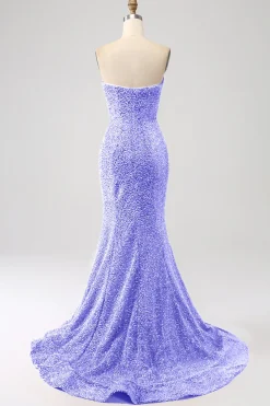 Bling Sereia Querida Hot Pink Sequins Long Prom Dress