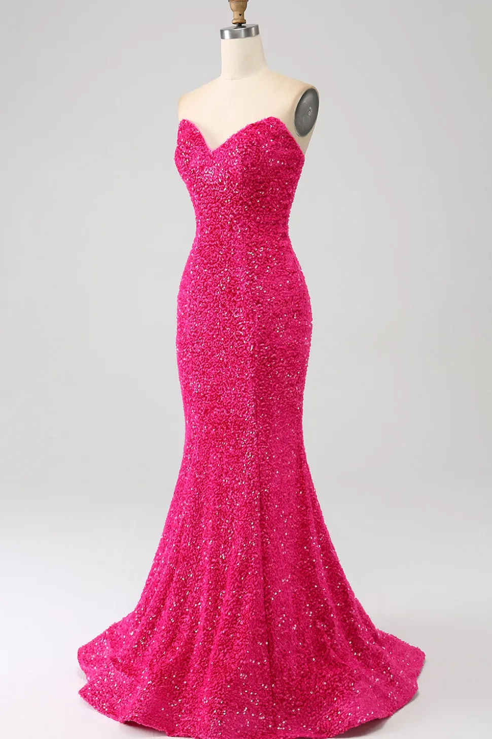 Bling Sereia Querida Hot Pink Sequins Long Prom Dress