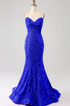Bling Sereia Querida Hot Pink Sequins Long Prom Dress