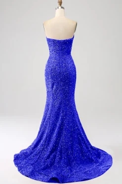 Bling Sereia Querida Hot Pink Sequins Long Prom Dress
