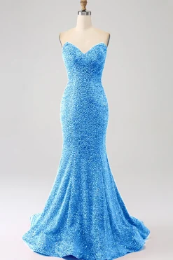 Bling Sereia Querida Hot Pink Sequins Long Prom Dress
